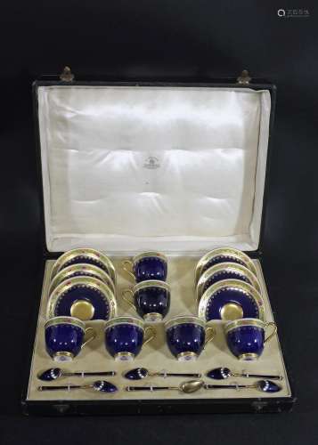 CASED ROYAL WORCESTER COFFEE SET, & GILDED & ENAMEL ...