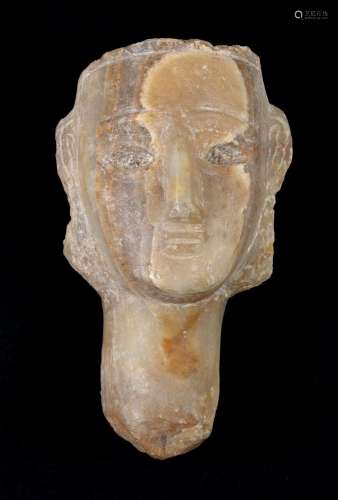 CARVED ALABASTER HEAD - ANTIQUITY possibly South Arabian 2nd...