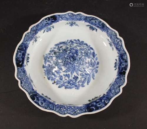 18THC CHINESE BLUE & WHITE DISH an unusual dish with a d...
