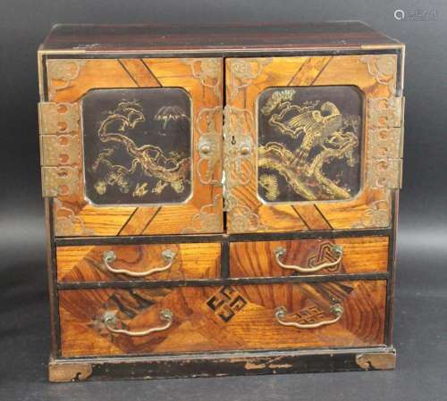 LARGE JAPANESE KODANSU TABLE CABINET a large wooden table ca...