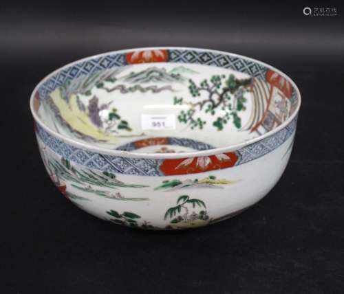 19THC JAPANESE IMARI BOWL a large imari bowl, painted to the...