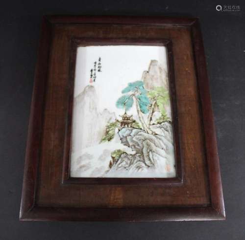 CHINESE PORCELAIN PLAQUE probably Republic Period, the recta...