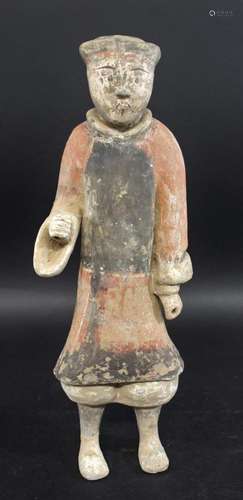 CHINESE HAN DYNASTY POTTERY FIGURE & CERTIFICATE a large...