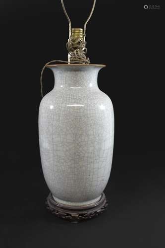 CHINESE CRACKLE GLAZE VASE/LAMP probably late 19thc, a large...