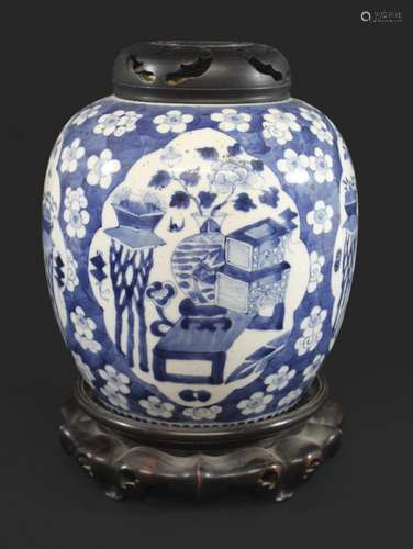 LARGE CHINESE BLUE & WHITE PORCELAIN GINGER JAR a large ...