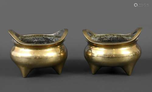 PAIR OF CHINESE BRONZE CENSORS probably 18th or 19thc, with ...