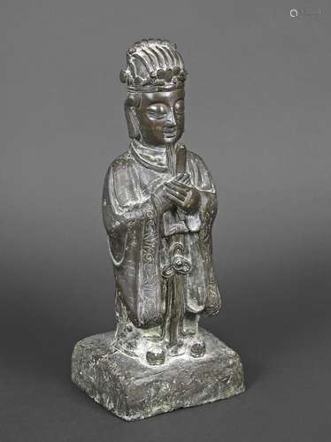 CHINESE BRONZE FIGURE OF A SCHOLAR probably 17thc and late M...