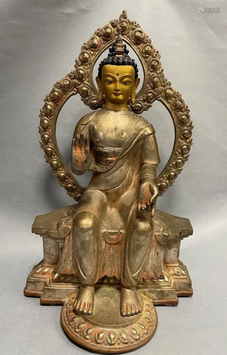 A Qing Dynasty Gilt Bronze Buddha Statue