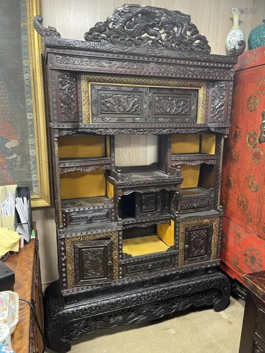 Qing Dynasty Rosewood Carved Display Cabinet