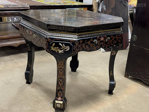 A Chinese Gilt Black Lacquered Table, Made 1960