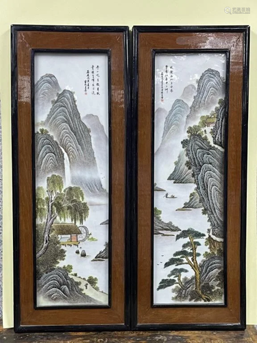 Pair of Fencai Porcelain Panels