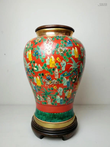 A Japanese Famille Vertie Vase