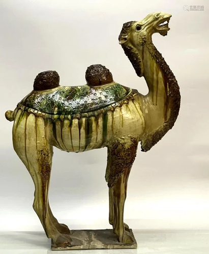 Tang Sancai Glazed Pottery Camel Statue