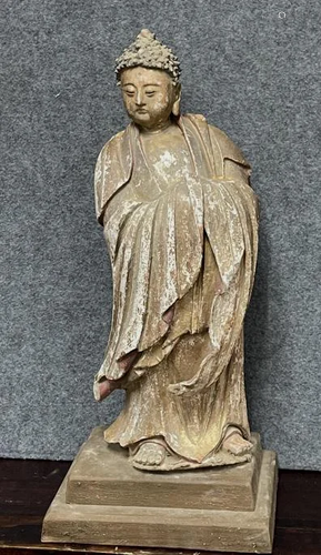 A Ming Dynasty Gilt Pottery Figure of Guanyin