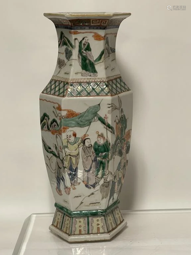 Qing Fencai Porcelain Hexagon Vase