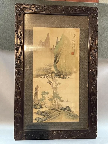 A Framed Classic Chinese Painting of Landscape, Ma