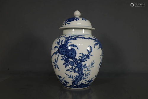 A Blue And White Jar And Cover