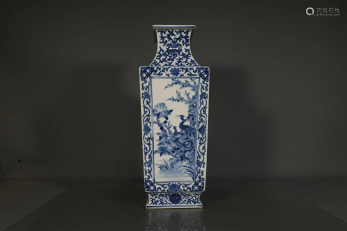 A Blue And White Square Vase