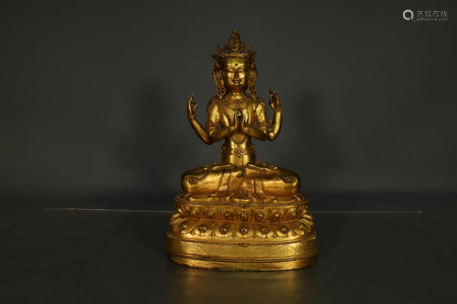 A Delicate Bronze Gilt Buddha Statue