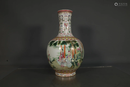 A Fine Famille Rose Character Vase