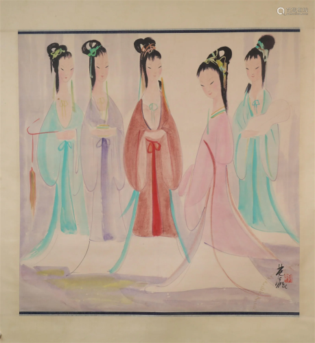 A Wonderful Character Scroll Painting By LinFengMian Made