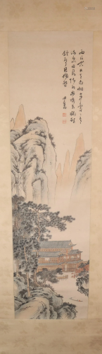 A Delicate Landscape Attic Scroll Painting By FuXinShe Made