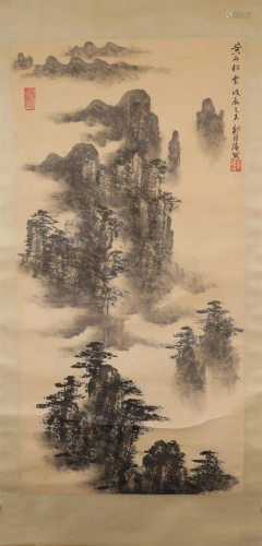 A Wonderful Landscape Scroll Painting By GuoChuanZhang Made