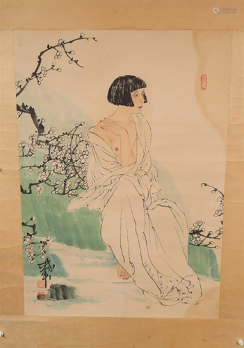 A Wonderful Character Scroll Painting By HeJiaYing Made