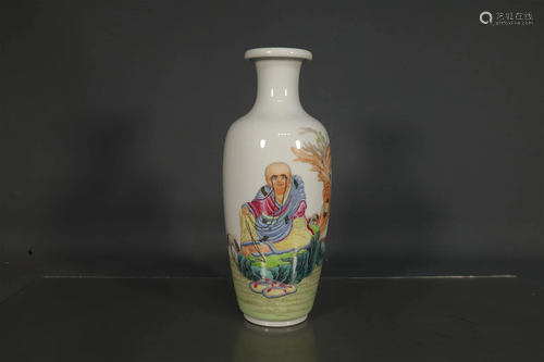 A Delicate Famille Rose Character Vase