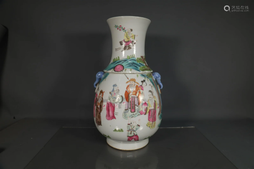 A Delicate Famille Rose Character Vase