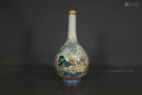 A Fabulous Famille Rose Landscape Vase