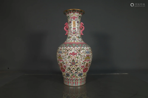 A Fine Famille Rose Flower Vase