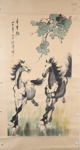 A Delicate Horse Axis painting By XuBeiHong Made