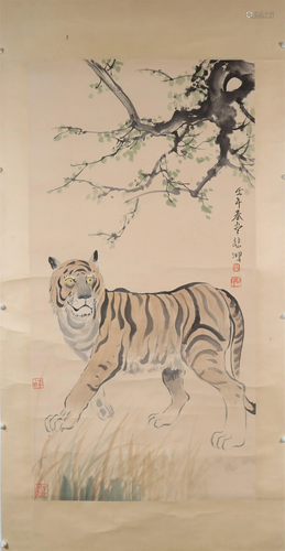 A Fine Tiger Axis Painting By XuBeiHong Made