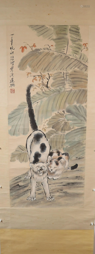 A Fine Animal-Cat Axis Painting By XuBeiHong Made