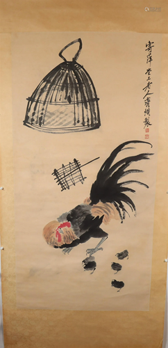 A Lovely Chicken Axis Painting By QIBaiShi Made