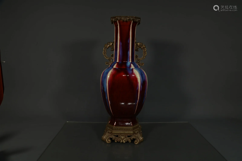 A Transmutation-Glazed Hexagonal Vase Inlayed with Designed ...