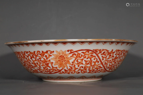 A Wonderful Red-Color Interlocking Branch Flower Bowl