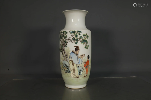 A Delicate Famille Rose Character Story Poem Vase