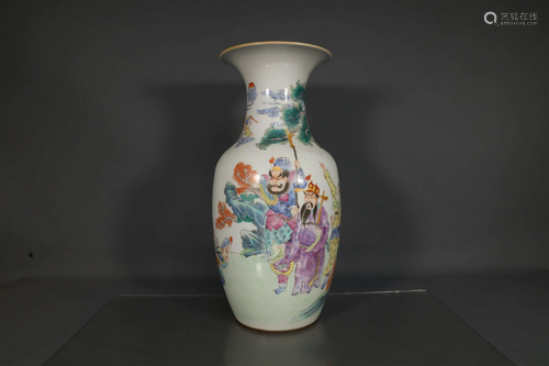 A Wonderful Famille Rose Character& Story Vase