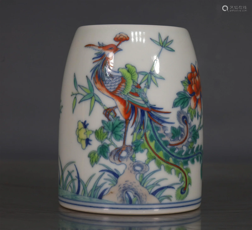 A Fabulous Blue and White Doucai "Phoenix Through Peony...