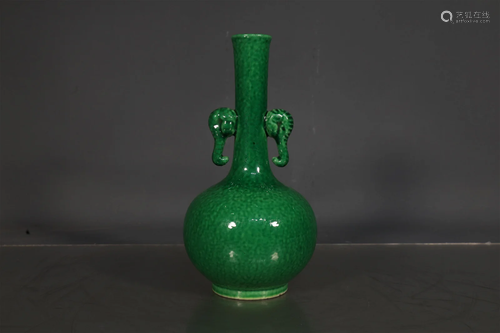 A Lovely Melon Peel Green Elephant Ear Vase