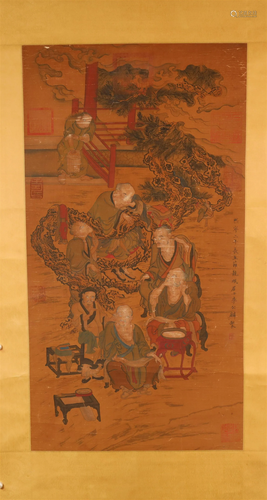 A Lovely Character Silk Scroll Painting By LiGongLin Made