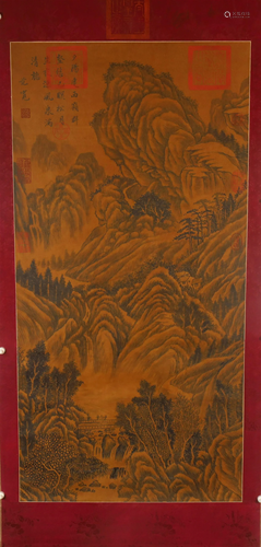 A Lovely Ink& Landscape Silk Scroll Painting By SongKuan...