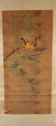 A Fine Flower& Bird Scroll Painting By YanBoLong Made