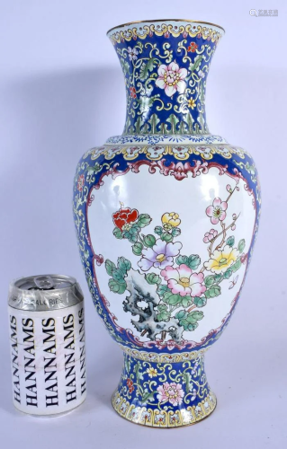 A LARGE EARLY 20TH CENTURY CHINESE CANTON ENAMEL VASE Late Q...