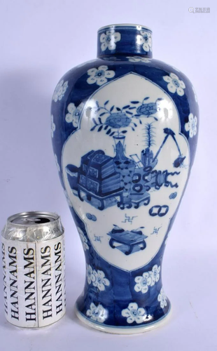 A LARGE 19TH CENTURY CHINESE BLUE AND WHITE VASE painted wit...