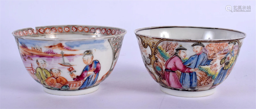 A FINE PAIR OF 18TH CENTURY CHINESE FAMILLE ROSE TEABOWLS Qi...