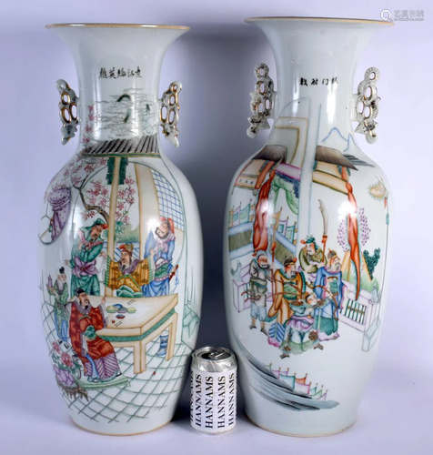 A LARGE PAIR OF CHINESE REPUBLICAN PERIOD VASES painted with...