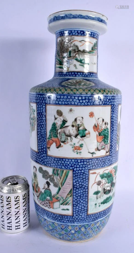 A LARGE 19TH CENTURY CHINESE BLUE AND WHITE FAMILLE VERTE RO...